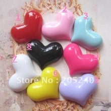 Materiales de joyería para decoración DIY, 32 uds, mezcla de 8 colores (22x19mm), lindos corazones de cabujón de resina 2024 - compra barato