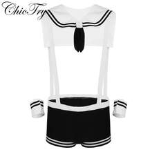 3Pcs Male Mens Sailor Cosplay Costume Underwear Set Elastic Suspenders Boxer Briefs Shorts with Collar and Cuffs for Role Play 2024 - buy cheap