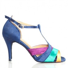 Женские разноцветные сандалии для сальсы, на высоком каблуке 8,5 см 2024 - купить недорого