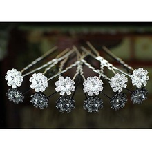 6 X Bridal Wedding Flower Rhinestone Hair Pins CP1050 2024 - buy cheap