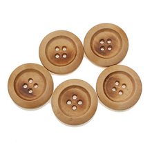 30 peças 25mm bege redondo 4 buracos botões de madeira para roupas artesanato costura scrapbooking acessórios diy 2024 - compre barato