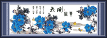 Blue peony cross stitch kit flower 18ct 14ct 11ct count printed canvas stitching embroidery DIY handmade needlework 2024 - buy cheap