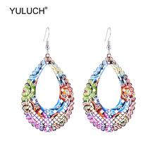 YULUCH Fashion Water Drop Earrings For Women Ethnic Bohemian Boho Hollow Multi Metal Alloy Rainbow Pendant Statement Earrings 2024 - buy cheap