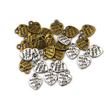 50pcs High Quality Hand MADE WITH LOVE Heart Charms Pendants Necklace Alloy Metal Beads For DIY Fashion Charms Jewelry Bracelet 2024 - buy cheap