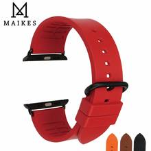 MAIKES Fashion Red Rubber Watch Strap For Apple Watch Band  44mm 40mm iWatch All Models For Apple Watch 42mm 38mm Series 4 3 2 1 2024 - buy cheap