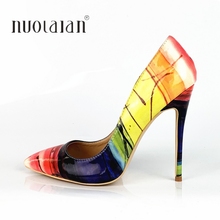 Brand Shoes Woman High Heels Pumps Graffiti Colorful High Heels 12cm/10cm/8cm Women Shoes High Heels Wedding Shoes Pump Big size 2024 - buy cheap