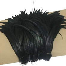 Plumas de la cola de gallo negro, 35-40 cm / 14-16 pulgadas, manualidades de decoración de boda, venta al por mayor, 500 Uds. 2024 - compra barato