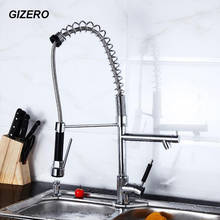 GIZERO Kitchen Pull Out Faucet Chrome Brass Flexible Kitchen Mixer Taps Deck Mounted ZR675 2024 - buy cheap