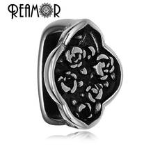 REAMOR 316l Stainless Steel Antique Flower Rose European Large Square Hole Spacer Beads For Bracelet Jewelry Making 2024 - buy cheap