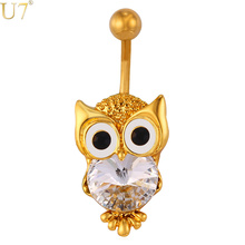 U7  Piercing Ombligo Body Jewelry New Cute Owl Jewelry Navel Ring Women Body Nighthawk Animal Belly Button DB006 2024 - buy cheap
