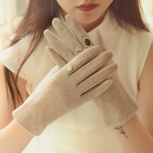 Double Layer Wool Gloves Elegant Touchscreen Five Finger Ms Fashion Plus Velvet Thicken Autumn Winter Warm Driving Gloves BN8701 2024 - buy cheap