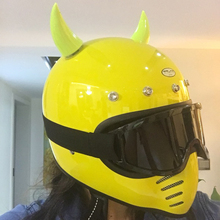 Мотоциклетный шлем в стиле панк, рога дьявола, полное лицо, мотоциклетные шлемы, декорация рога демона 2024 - купить недорого
