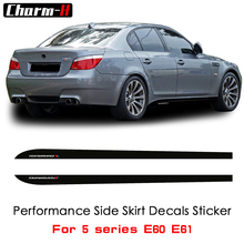 2Pieces Side Skirt Stripes Sill Vinyl Decal Stickers Newest Style M Performance logo for BMW 5 Series E60 E61 520i 523i 528i 2024 - buy cheap
