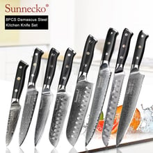 SUNNECKO 8PCS Kitchen Knives Set Damascus Chef Utility Santoku Slicing Paring Steak Bread Knife Japanese VG10 Steel G10 Handle 2024 - buy cheap