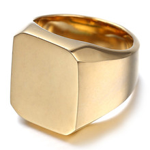 Ouro moda masculina alta polido signet sólido 316l aço inoxidável biker anel jóias masculinas 2024 - compre barato