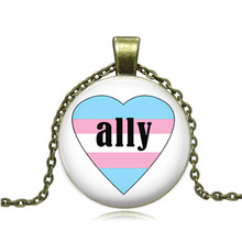 Gay Pride Necklace Jewelry with Silver/Broze Color Glass Cabochon Ally Lesbian Resist Pendant Necklace 2018 2024 - buy cheap