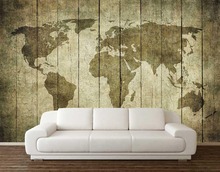 Custom 3D Photo Wallpaper Wooden World Map Background Wall Decoration Poster Art Removable Wall Mural Wall Stickers 2024 - buy cheap