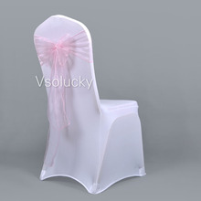 100pcs/lot Light Pink Sheer Organza Chair Sashes Bow Cover Wedding party Xmas Birthday Shower Decoration 2024 - buy cheap