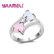 Two Color Heart Opal Shape Design New Arrival 925 Sterling Silver Finger Rings Bright Cubic Zirconia Jewelry For Women 2024 - buy cheap