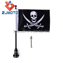 Bandeira preta lateral para motocicleta, bandeira do caveira para suporte de bagagem harley 2024 - compre barato