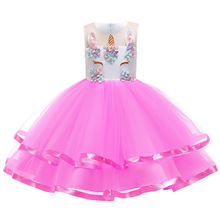 Vestido de unicornio para niñas, bonito vestido de baile de dibujos animados para Halloween, Cosplay, fiesta de cumpleaños, vestidos de princesa para niñas 2024 - compra barato