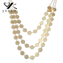 YUKAM Ethnic Boho Gold Coin Pendant Necklaces Sweater Chain Women Choker Statement Necklace Multilayer Simple Coin Disc Necklace 2024 - buy cheap