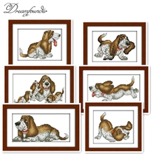 Basset hound kit ponto cruz contagem 11ct 14ct aida lona impressa pontos de bordado DIY handmade needlework 2024 - compre barato