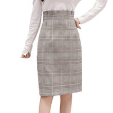 High Waist Plaid Midi Skirts Womens England Style Elegant Pencil Skirt Steetwear Plus Size Ladies Skirts jupe femme faldas 2024 - buy cheap