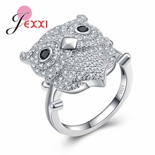 New Arrivel Jewelry  Silver Color Crystal  Cute Owl 925 Sterling Silver Rings   for women Jewelry For Women Size 6-10 2024 - buy cheap