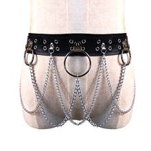 2019 new Women PU Leather Harness tassel chain Belts punk cool silver Chain Waist Bondage Garters Adjustable Suspender Straps 2024 - buy cheap