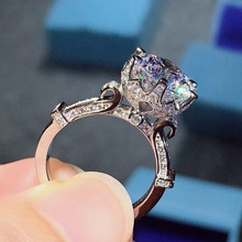 Veceon-anel de coroa 925 prata esterlina, 9mm, aaaaa cz, aliança de casamento, noivado, para mulheres, acessórios de noiva 2024 - compre barato