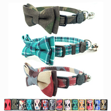 3PCS Bow Tie Cat Collar with Bell Plaid Camouflage Quick Release Safety Buckle Cats Kittens Puppies Collars Accessories 17-28cm 2024 - buy cheap