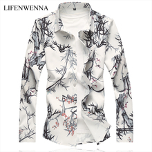 Camisa floral masculina plus size 7xg, camisas de manga longa com estampa na moda, roupas casuais para homens, camisas com flores e tendência, outono 2019 2024 - compre barato