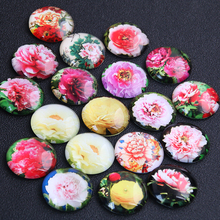 6 peças mix de plantas flor peônia rosa padrão cabochão de vidro redondo 20mm 25mm domo plano jóias busca diy 2024 - compre barato