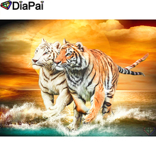 DIAPAI 100% taladro cuadrado/redondo completo 5D DIY pintura de diamante "Animal Tigre" bordado de diamantes punto de cruz decoración 3D A19069 2024 - compra barato