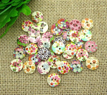 LF 50Pcs Mixed Wooden Round Flower Sewing Buttons For Clothes Needlework Flatback Scrapbooking Crafts Decorative Diy Accessories 2024 - buy cheap