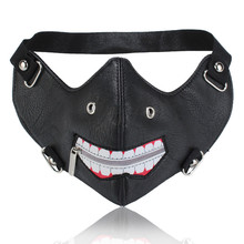 Máscara punk pu tokyo ghoul 2 kaneki ken, máscara de zíper, pu, couro unissex, máscara steampunk gótica para motociclista 2024 - compre barato