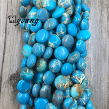 15.5" Round Blue Imperial Jaspers Slice Spacer Beads, Genuine Sea Sediment Emperor Stone Beads, Jewelry DIY Accessories, MY1654 2024 - buy cheap