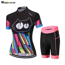 WEIMOSTAR Women Cycling Jersey Shorts Set Short Sleeve MTB Cycling Clothing Gel Pad Shorts Outdoor Bike Clothing 2024 - buy cheap