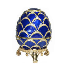 Estilo faberge russo azul páscoa ovo trinket caixa bejeweled ovo caixa de jóias decoração do vintage presente 2024 - compre barato