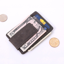 Prendedor de dinheiro em couro legítimo, carteira pequena multifuncional casual masculina com clipe sólido para dinheiro 2024 - compre barato