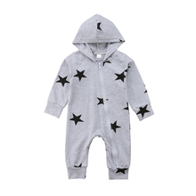 Citgeett Newborn Baby Boy Girl Kids Star Polka Dot Long Sleeves Zipper Romper Jumpsuit Outfits Cotton Hooded Autumn Clothes 2024 - buy cheap