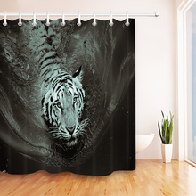 LB черная и белая занавеска С тигриным животным для душа, водонепроницаемая занавеска для ванной, водонепроницаемая моющаяся полиэфирная ткань для художественного декора ванны 2024 - купить недорого