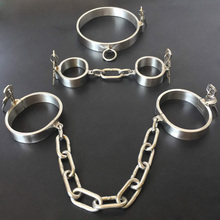 Metal Resstainless Sex Handcuffs Ankle Cuffs Collar Slave BDSM Adult Sex Toys With Lock Metal Chain Bondage Sex Tool 2024 - buy cheap