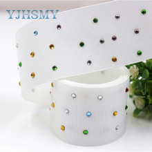 YJHSMY I-181106-178,5yards/lot,38mm white multicolor diamond Ribbons Thermal transfer Printed grosgrain,DIY wrapping materials 2024 - buy cheap