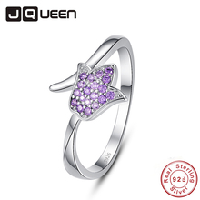 JQUEEN Personalized Purple Stone Wedding Bands Rose Ring Crystal Women 925 Solid Sterling Silver Ring Gift For Grilfriends Wife 2024 - buy cheap