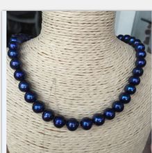 Elegante collar de perlas AAA ++ de 10mm tahitiano negro y azul 2024 - compra barato