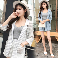 Women's suit female  new thin fashion professional suit suit small suit high waist casual shorts striped two-piece suit 2024 - buy cheap