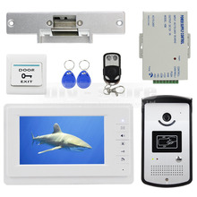 DIYSECUR 7 inch Video Intercom Door Phone System With Strike Lock Keyfobs Remote Exit Button Unlock 1V1 2024 - buy cheap