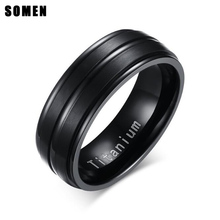 Clássico 8mm preto sulco anel de titânio fosco terminado para homens anéis de noivado casamento banda moda masculino jóias bague homme 2024 - compre barato